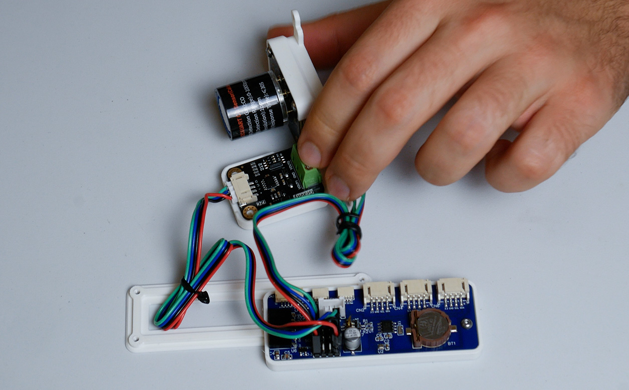CO sensor, DAC module and Aura PCB fitted to the updated Aura 7" printed brackets